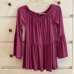 Kimchi Blue | Purple Off the shoulder flowy long sleeve blouse